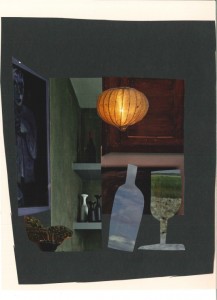 image du vin et du voyage, de son étrangeté, de sa sérénité collage de Christine Pariente-Valette du Château Troplong-Mondot